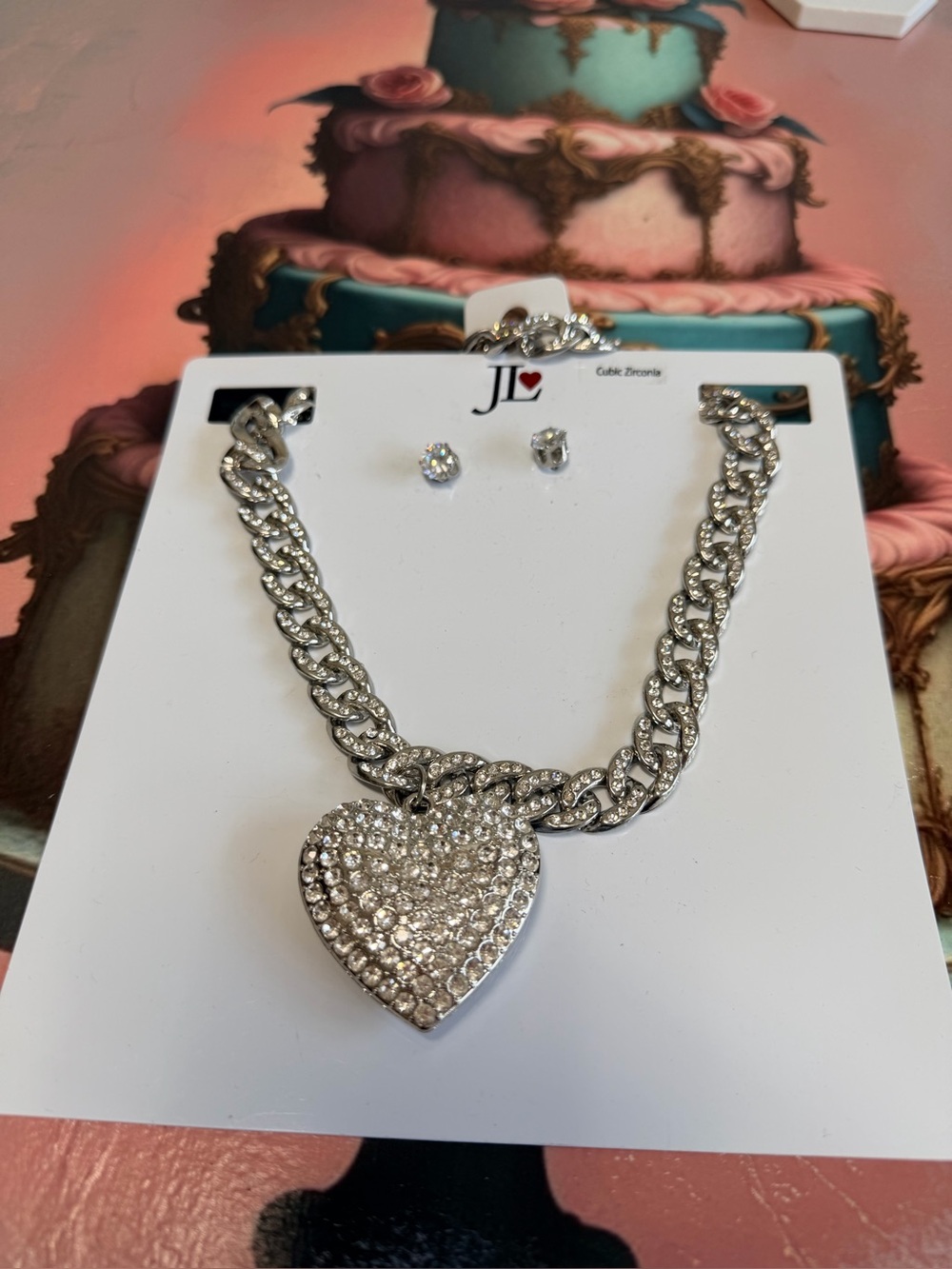 Large Cubic Zirconia heart necklace